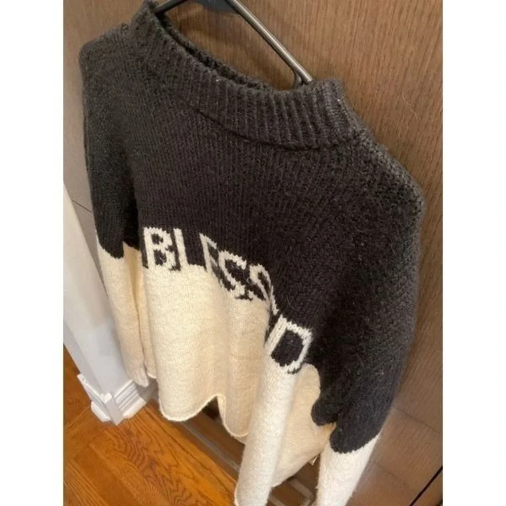 Peace Love‎ World Intarsia Sweater Black/Blessed woman's XS